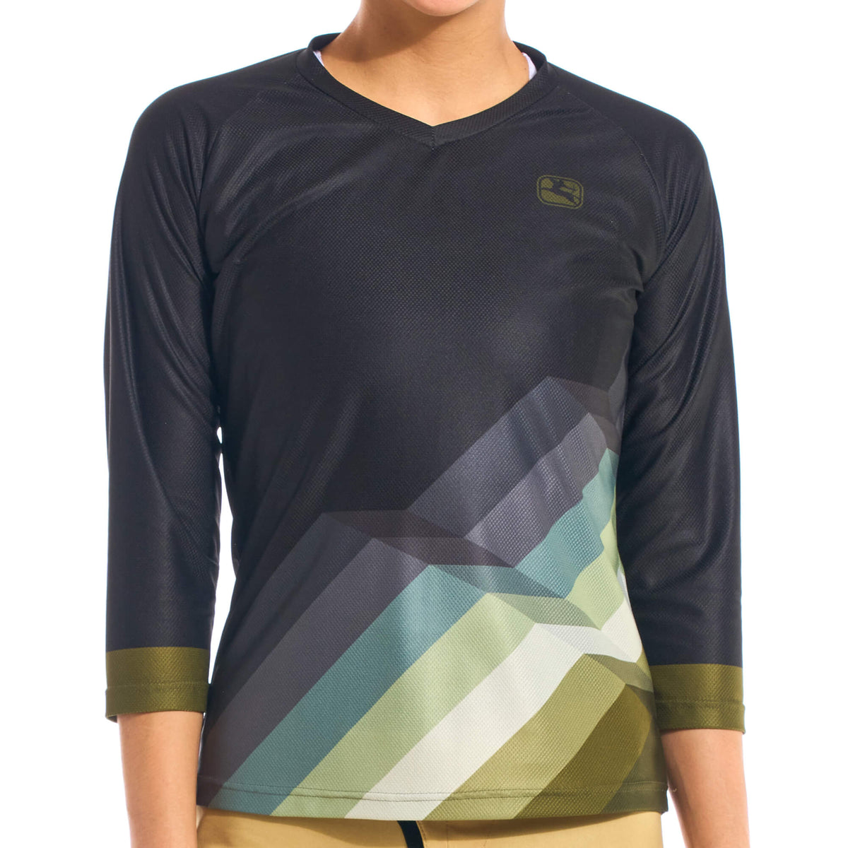 Women's MTB 3/4 Sleeve Jersey by Giordana Cycling, SLOPE BLACK, Made in Italy