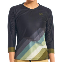 Women's MTB 3/4 Sleeve Jersey by Giordana Cycling, SLOPE BLACK, Made in Italy