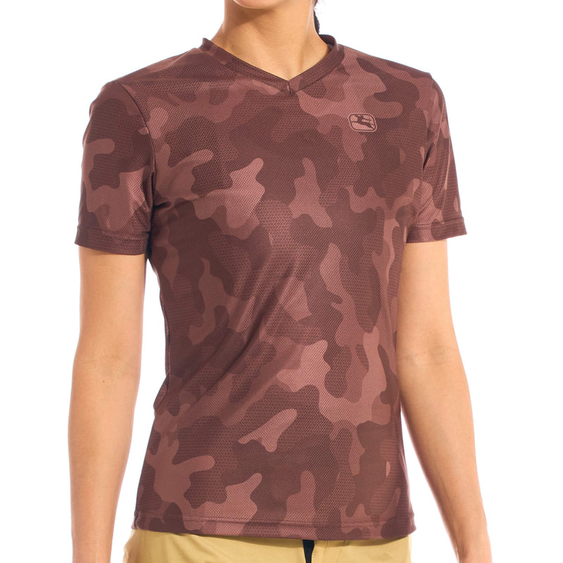 Women's MTB Jersey by Giordana Cycling, CAMO CHOCOLATE, Made in Italy