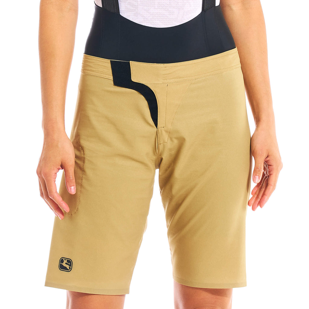 Women's FR-C MTB Over Short by Giordana Cycling, GOLDEN KHAKI, Made in Italy