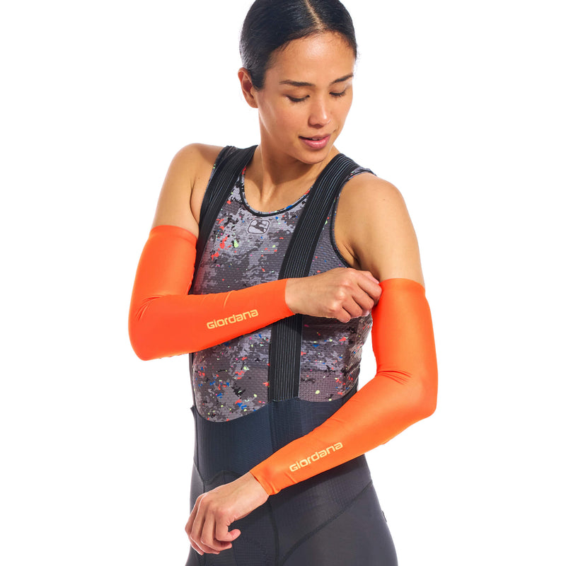 Neon Sun Sleeves by Giordana Cycling, NEON ORANGE, Made in Italy