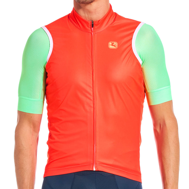 Men's Neon Wind Vest by Giordana Cycling, NEON ORANGE, Made in Italy