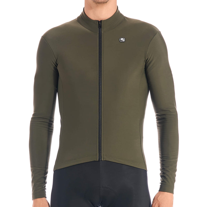 Men's SilverLine Thermal Long Sleeve Jersey by Giordana Cycling, OLIVE GREEN, Made in Italy