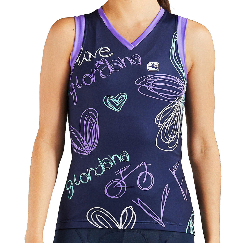 Women's Arts Love Tank by Giordana Cycling, NAVY, Made in Italy