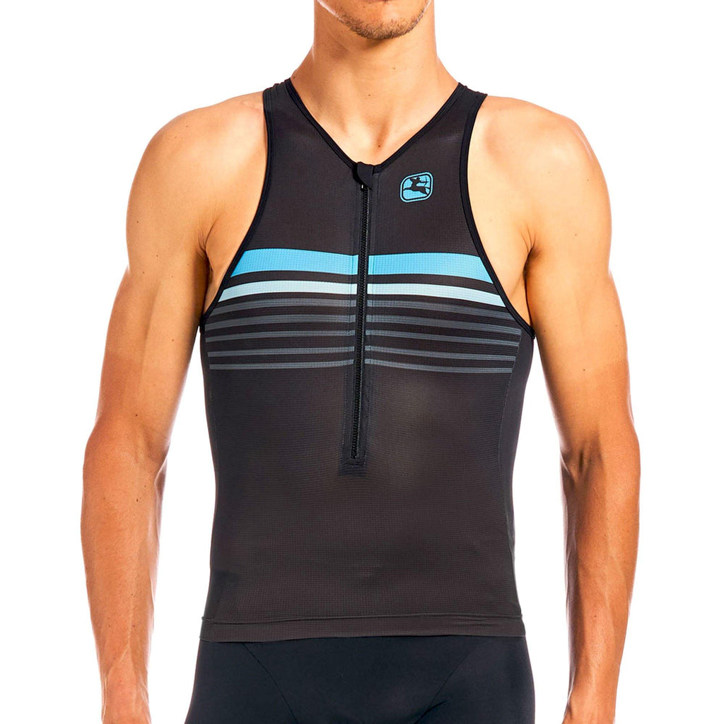 Men's Vero Pro Tri Sleeveless Top by Giordana Cycling, BLACK/BLUE, Made in Italy