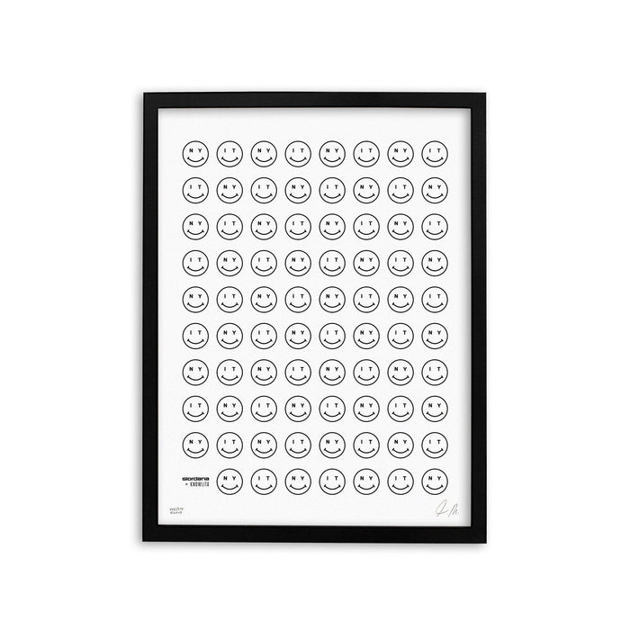 Giordana x Knowlita New York + Italia Smiley Print by Giordana Cycling, WHITE/BLACK, Made in Italy