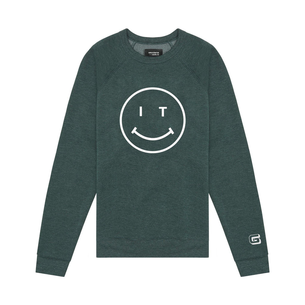 Giordana x Knowlita Italia Smiley Crew Sweatshirt by Giordana Cycling, GREEN, Made in Italy