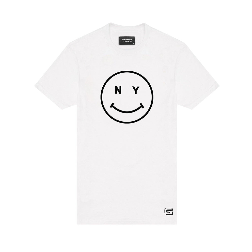 Giordana x Knowlita New York Smiley T-Shirt White by Giordana Cycling, WHITE, Made in Italy