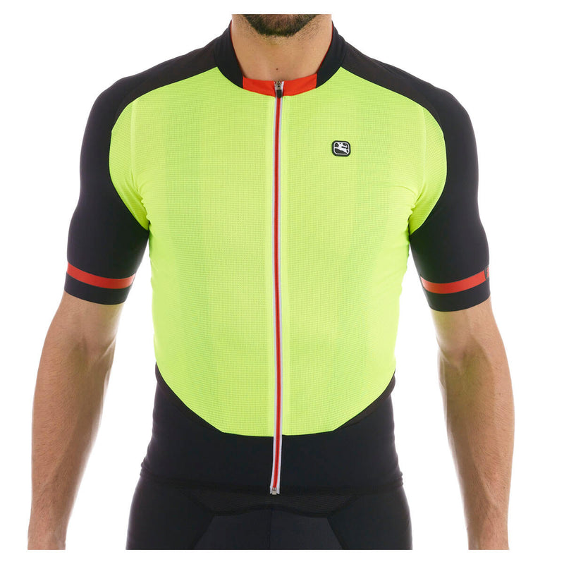 Men's Body Clone FR-Carbon Jersey by Giordana Cycling, FLUO YELLOW/ BLACK, Made in Italy