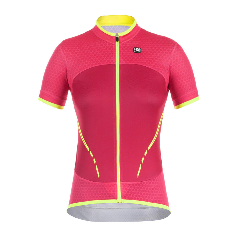 Women's SilverLine Jersey by Giordana Cycling, PINK/YELLOW, Made in Italy